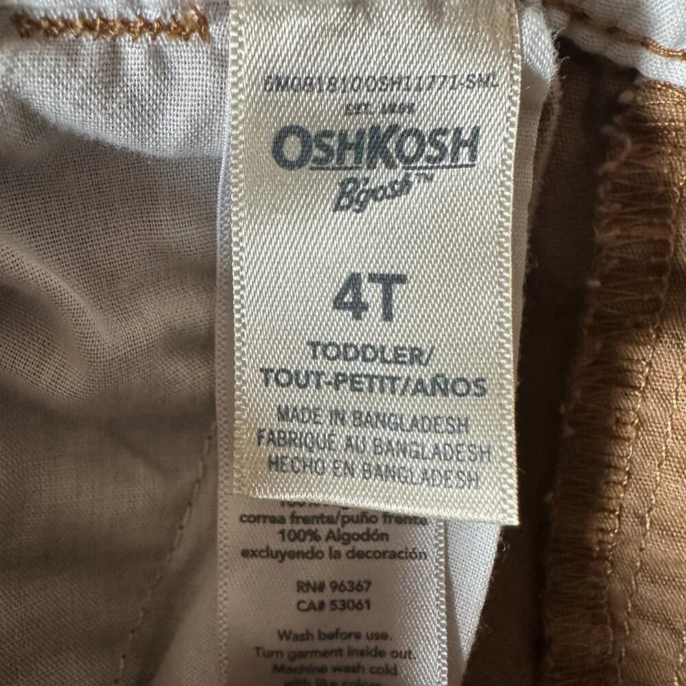 Oshkosh B'gosh Cotton Bib Overalls Vestbak Girl's 4T Khaki / Pink Girls 4T Capri